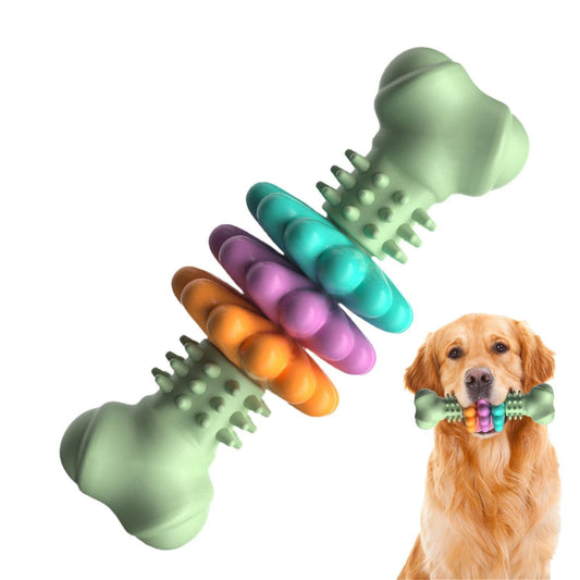 Rubber Chew Bone Toy for Dogs – With Teeth Cleaning Rings