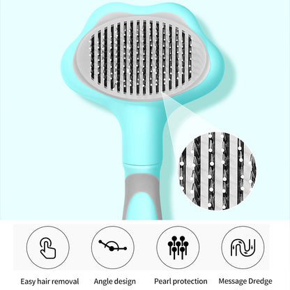 Self-Cleaning Pet Grooming Brush – Fine Needle Deshedding Comb