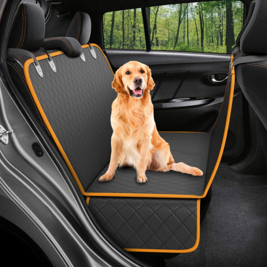 Dog Car Seat Cover with Mesh Window – Pet Hammock, Safety Protector, Back Seat Mat with Zipper & Pocket for Travel