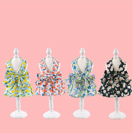 Princess Floral Dog Harness Dress – Lightweight Summer Leash Set